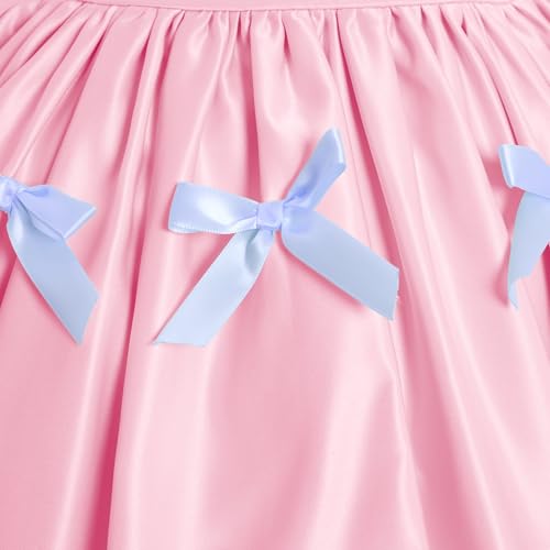 Baby Girl Dress Satin Bubble Pink Bow Ruffle Pageant Formal Princess Toddler Girl Fancy Dress Photo Shoot Pink 12-18M — view 2