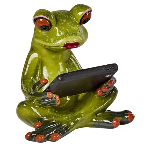 Figurines grenouille avec tablette et journal | Statuettes de 7 cm en polyrésine - 7