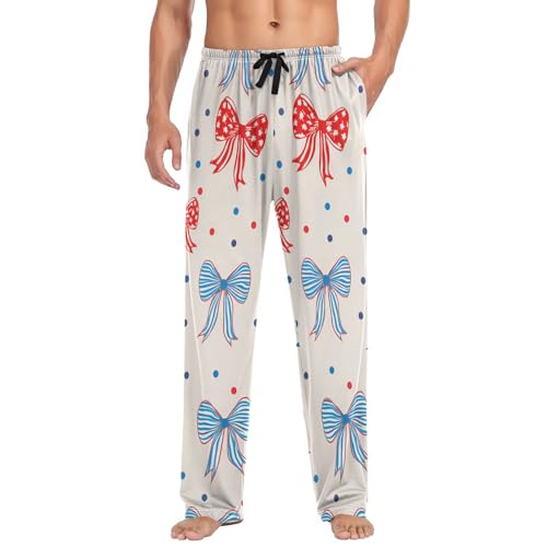 Men's Pajama Pants Colorful Bows American Stars Sleep Pajama Lounge Pant with Pockets, Elastic Waistband3