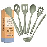 Starpack Like a Boss XL Silicone Cooking Utensils Set (6-Piece, 13.5') - LFGB Certified, 600°F Heat Resistant, BPA-Free - Heavy-Duty Steel Core, Dishwasher Safe - for Nonstick Cookware, Sage Green