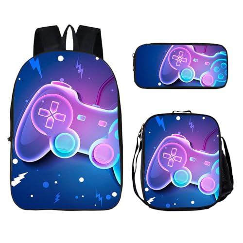 3pcs Cartoon Game Backpack Set Lightweight Large Capacity Travel Backpack for Gifts Style-3