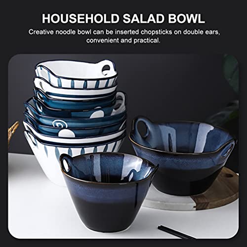 Toyvian Ceramic Japanese Ramen Noodle Soup Bowl For Udon Soba Pho Asian Noodles Navy #TOP1