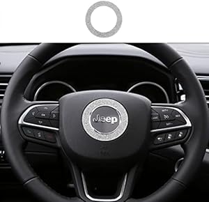 TopDall Steering Wheel Bling Crystal Shiny Diamond Accessory Interior White Sticker Compatible for Jeep