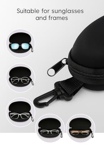Image of Pack of 2 - Premium Hard Shell Sunglass Case for Men & Women | Black Zipper Eyewear Cover with Hook | Glasses & Goggles Case