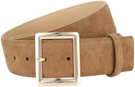 Women‘s Suede Belt With Gold Buckle Casual Genuine Leather Wide W...