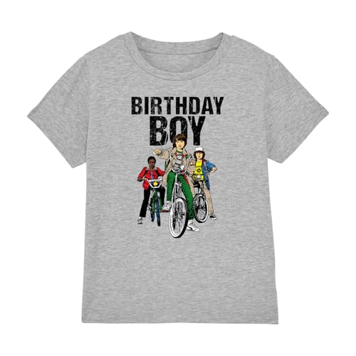 T-shirt Stranger Things cadeau anniversaire enfant motif vélo gris athlétique
