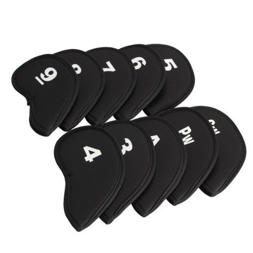 StillCool Golf Head Covers 10PCS Club Iron Putter Headcovers Set Neoprene Black