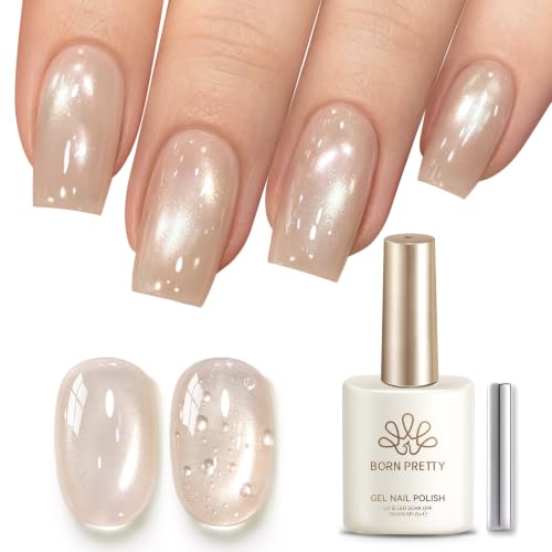 BORN PRETTY Sheer Taupe Nude Grey Glass Cat Magnetic Eye Gel Nail Polish