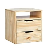 nachtkonsole kiefer gelaugt Ausgestattet mit 2 Schubladen mit Metallauszug sowie eine Ablage für Wecker, Uhren oder Zeitschriften.