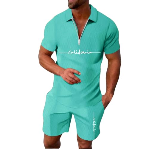 Polo zip homme imprimé ensemble short jogger coupe moderne style urbain