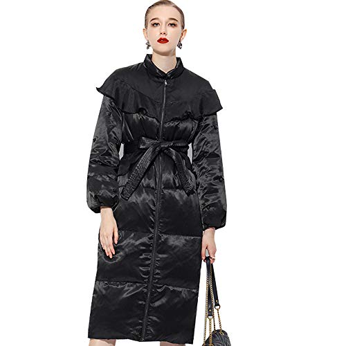 レディースキルティングコートロングダウンコットンジャケットパーカー暖かい冬の生き抜く、スリム Black L