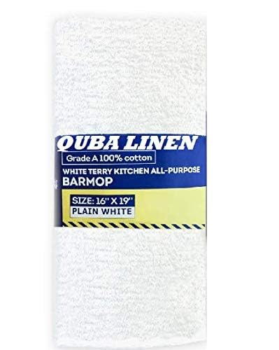 QUBA Linen - Bar Mops Towels, 12 Pack Premium Quality 100% Cotton, Size 16x19 Highly Absorbent and Multi-Purpose Cleaning Rags - Terry Towels for Home and Kitchen Machine Washable bar mops (12) - Thumbnail 3