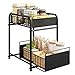 Organizador de estante para armario debajo del fregadero, estante de almacenamiento con cajón deslizante para el hogar, cocina, baño (negro, grande)