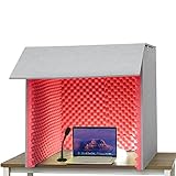 簡易防音室 1人用 吸音パネル 防音ボックス 防音室 卓上パーテーション 防音ブース、 遮音 シート パーソナルブース パーテーション フェルトボード 防音壁・ 防音シート リバーブとノイズフロアを排除します 録音・会議・放送用 マイク防音 録音吸音材 飛沫防止 ＊LEDライト付き (色 : 赤)