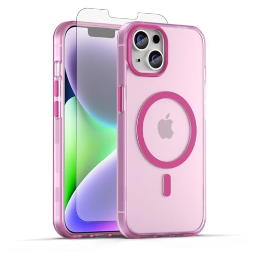 Coque iPhone 14 MagSafe rose antichoc pour éviter les bris d'écran