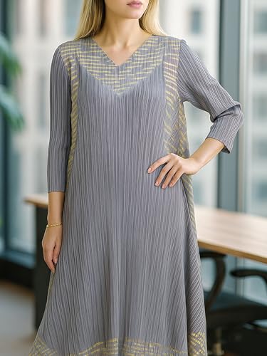 Women's Year-Round Loose 3/4 Sleeve Maxi Dress Wrinkle-Free Elegant Casual Dresses2
