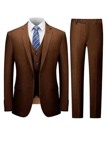 Men's 3 Pieces Suit Elegant Solid One Button Slim Fit Single Breasted Party Blazer Vest Pants Set KM006