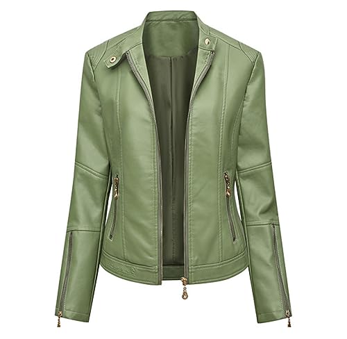 Veste en simili cuir femmes automne coupe ajustée vêtement d'extérieur motard Grass EN8