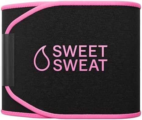 Sports Research Waist Trimmer Pack - Sweet Sweat Waist Trimmer (Black/Pink, Large) + Unscented 'Workout Enhancer' Gel 13.5oz Jar