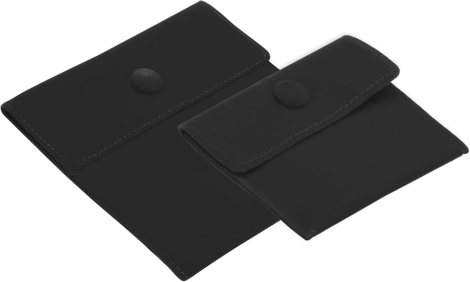 PATIKIL Jewelry Pouch, 2 Pack Soft Velvet Pouches with Snap Button Portable Storage for Rings Necklace Bracelet Earring Watch, Black(3.4x3.4, 5x5)