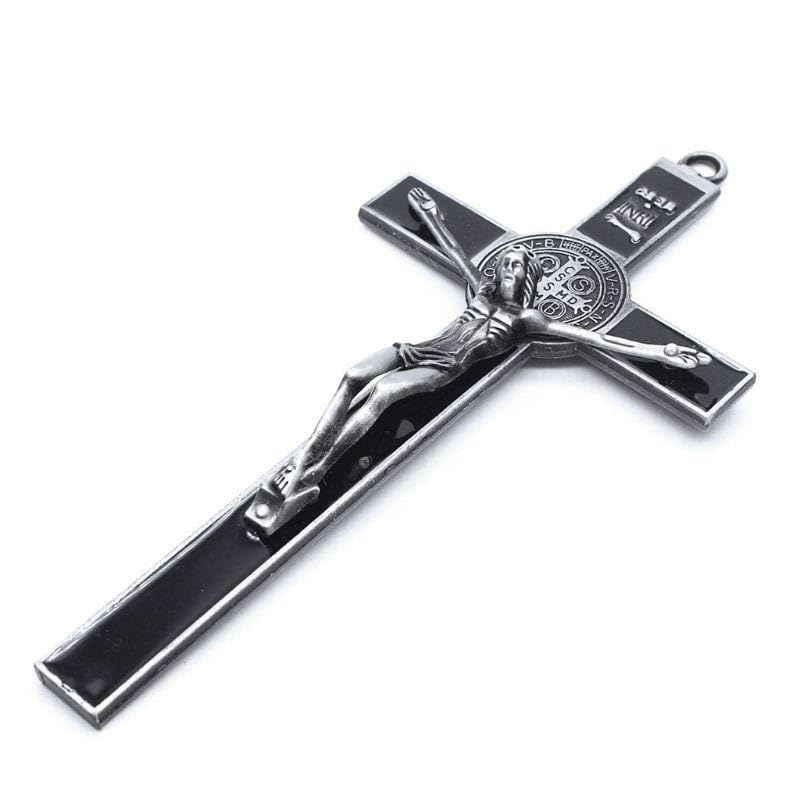 Church Relics Jesus on the Stand Cross Wall Crucifix Antique Home Chapel Decor (black)