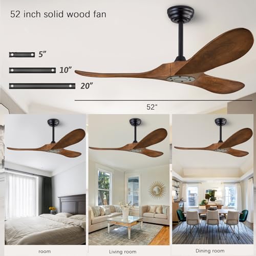 Dearnow 52 Inch Wood Ceiling Fan [No Light With Remote Control] thumb #4