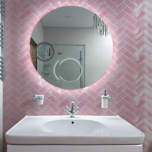 Art3d Selbstklebende Wandfliesen 3D Fliesenaufkleber Fliesenfolie Fischgrät Fliesen Aufkleber Küche Bad Ziegel Wandaufkleber Wasserdichte Rosa Upgrade Dickere