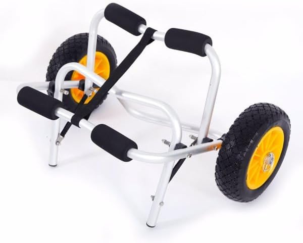 1.5mm Thick Aluminum Alloy Kayak Cart, Foldable Canoe Trailer with PU Tires, Portable Boat Dolly for Kayaks, Canoes, Inflatable Boats, Heavy Duty Watercraft Transport Cart for Beach, Lake, River