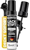 GLANTEX Lackstift Schwarz Matt [15ml] – Hochdeckender Autolack für Kratzer und Steinschläge, ideal für Auto und Felgen Reparaturset, auch für Felgenlack schwarz matt