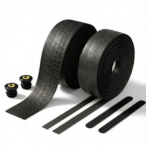 BOOSTOR Fahrrad Lenkerband Rutschfest und Stoßdämpfend Lenkerband Rennrad Griffband Selbstklebend Mountainbike/Gravel Fahrrad Handlebar Tape Schwarz 2200X30X3MM 2x Klebestreifen