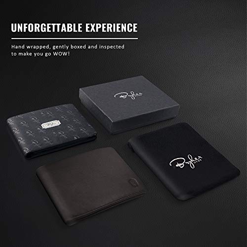 2 ID Window RFID Wallet for Men, Bifold Side Flip, Extra Capacity Travel Wallet (Brown - Sheepskin Leather)
