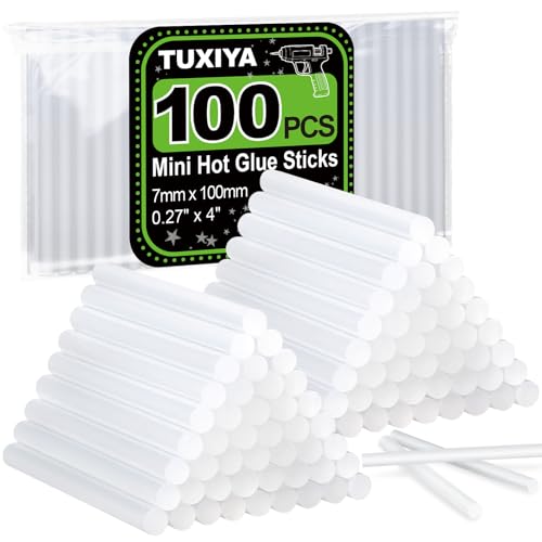 TUXIYA 100 Pack Mini Hot Glue Sticks,0.27"×4" Glue Gun Sticks