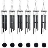 Yahenda 6 Pcs Rustic Wind Chimes for Outside 28 Inch Deep Tone Wind Chimes with 6 Aluminum Tubes Memorial Coolest Windchimes Outdoors for Farmhouse Garden Patio Home Decor(Blackwood,28 Inch,Black)