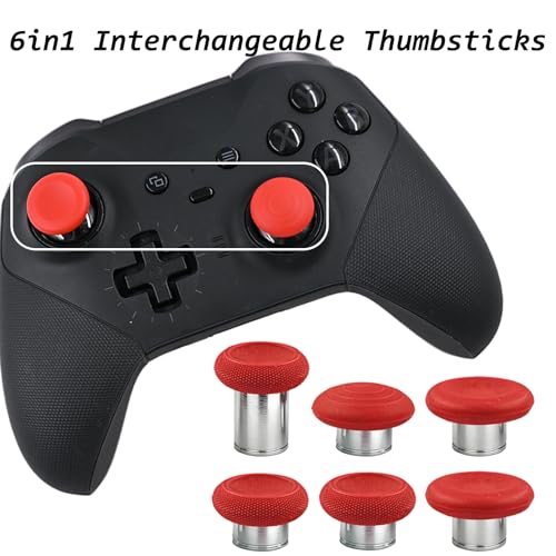 Image of 6 in 1 Metal Magnetic Thumbsticks for Xbox Elite Series 2 Controller,Red | Elite Series 2 Controller Thumbsticks,Swappable Analog Stick Joysticks for Xbox Elite Series 2 /Elite Series 2 Core Controller