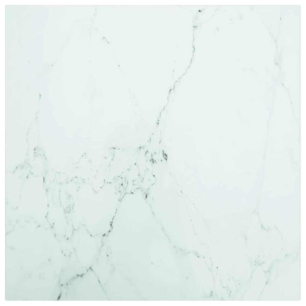 Piano tavolo 50 x 50 cm in vetro temperato 6 mm effetto marmo bianco, piano tavolo da pranzo moderno per tavolino da caffè, tavolino e balcone, vetro robusto per cucina, soggiorno e giardino