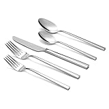 Stahlsmith Essen Flatware Set for 4, 20-Piece 18/10 Stainless Steel Silverware Set, Modern Cutlery Set with Mirror Finish, Dishwasher Safe Kitchen Utensil Set, Mother’s Day Gift