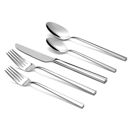Stahlsmith Essen Flatware Set for 8, 40-Piece 18/10 Stainless Steel Silverware Set, Modern Cutlery Set with Mirror Finish, Dishwasher Safe Kitchen Utensil Set, House Warming Gifts New Home by Stahlsmith - Used condition - US$71.90