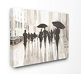 Stupell Industries Monotone Black and White Raining City Crowd Canvas Wall Art, 24 x 30, Multi-Color
