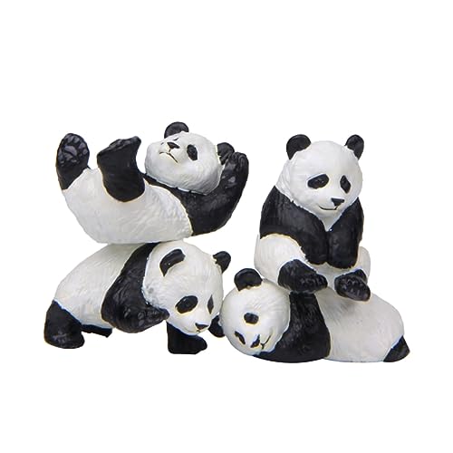 ANDRESLAD Décorations Panda en Résine Set De 4 Mini Ornements pour Gâteau Et Maison 3.50X2.00X1.50Cm Figurines Panda Artisanales Décoration Animale Micro...