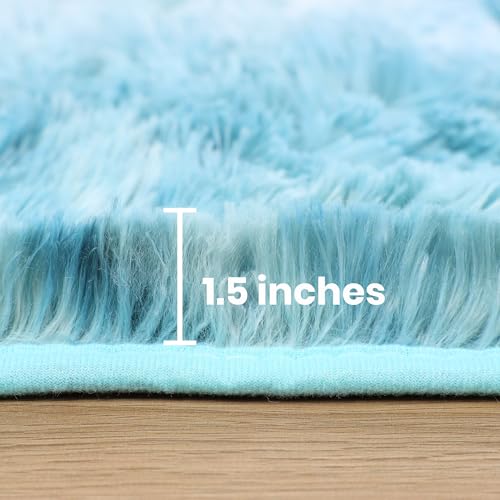 Tapis sans déperdition bleu turquoise antidérapant et pelucheux