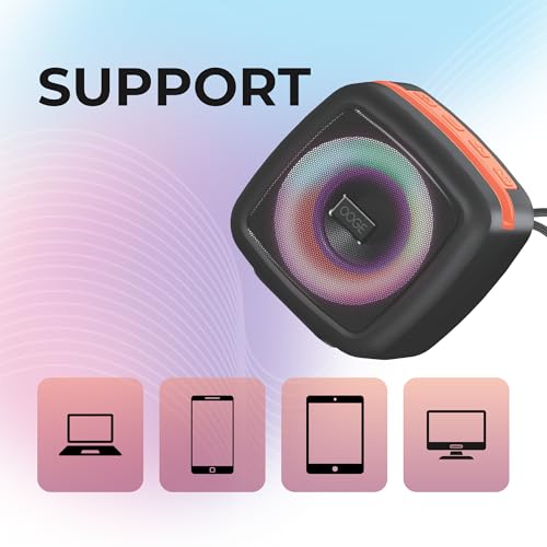 Image of OOGE Vibebox 1000 Bluetooth Speaker | 7W Wireless Speaker with AUX & USB Port | RGB Lights | Type-C Charging | Bluetooth 5.3 | Deep Bass | Compact & Stylish | Black
