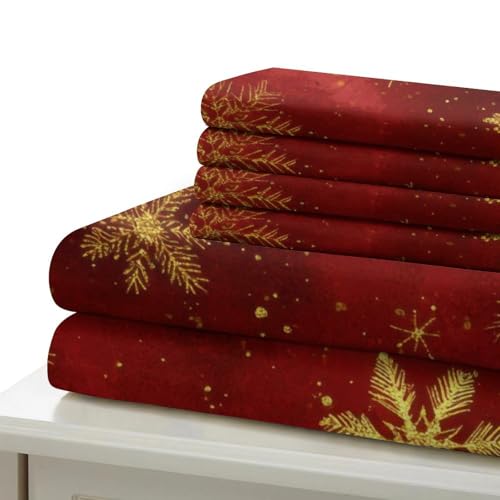 Housse de couette flocons dorés pour lit single fille festive