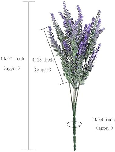 Ruiuzi Artificial Flowers Flocked Plastic Lavender Bundle 4pack Fake Plants Wedding Bridle Bouquet Indoor Outdoor Home Kitchen Office Table Centerpieces Arrangements Christmas Decor (Lavender)