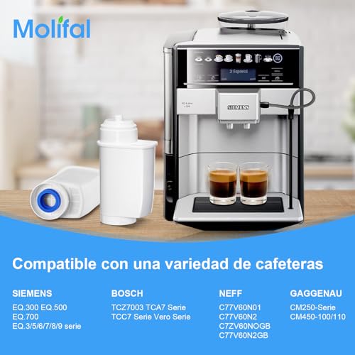 Miniatura 6 de Molifal Filtro De Agua De Repuesto Para Siemens Eq Series, Eq5 Eq6 Eq9 S500 S700 S900, Eq500, Tz70003, Bosch Tcz7003 Tcz7033 467873, Brita Intenza, 12008246