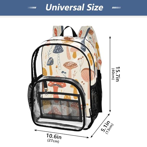 Mochila transparente de hongos de acuarela con múltiples bolsillos para estadios y escuelas 4