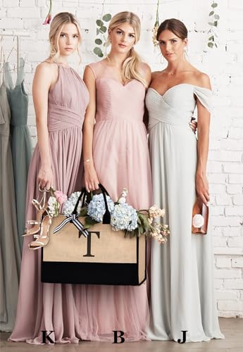 Image of GASSDA Initial Canvas Tote Bag Birthdays Gift for Women Mom Teacher Friend Bridesmaid,Custom for Wedding Beach Holidays