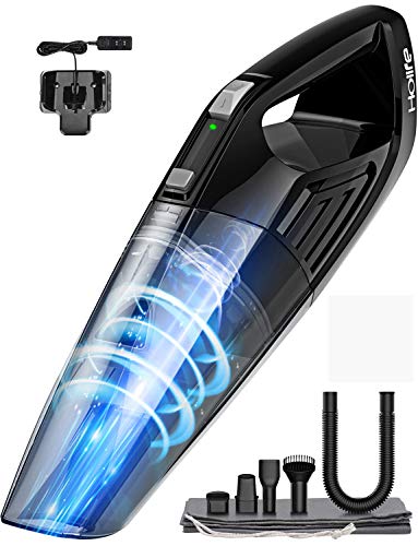 Holife Aspirateur a Main Sans Fil, Aspirateur Portable 3 en 1, Aspirateur Puissant avec 7 Accessoires, Aspirateur a Main Léger (Chargeur Mural, Sec/Humide, Charge 3-4 Hrs) pour Maison/Voiture