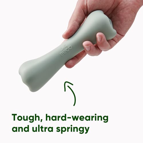 Beco Hundespielzeug Kauknochen aus Naturkautschuk mit Leckerli-Loch, Grün