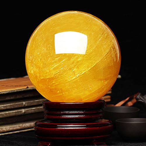 Boule de cristal citrine jaune 10cm, sculpture de table haut de gamme - 2
