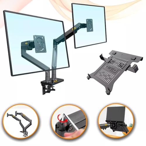 Gas Strut LED Monitor Desk Arm with Laptop Tray 360 Degree Swivel tilt (Long Arm) - Image 2